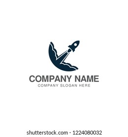 Rocket launch logo design vector template