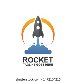 Rocket Launch Logo Design Vector