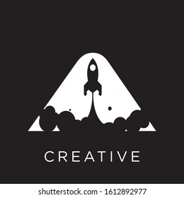 rocket launch logo design vector