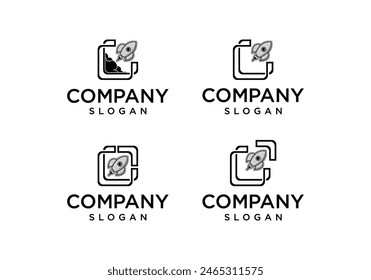 Rocket Launch Logo Design Vector