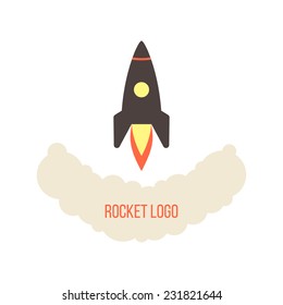 rocket launch logo isolated on white background. concept of startup business. flat style design trendy modern vector illustration