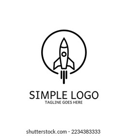 rocket launch logo with line art design style, simple, minimalism