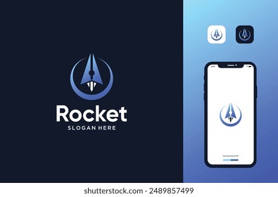 rocket launch logo mark premium vector