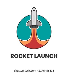rocket launch logo template isolated background