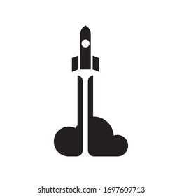 Rocket launch logo template vector icon design