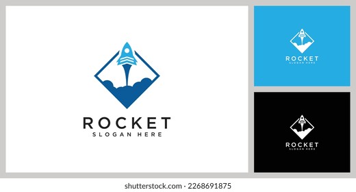 rocket launch logo vector template