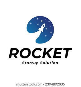 Rocket launch logo vector template. Creative rocket flight startup fly launch vector logo design