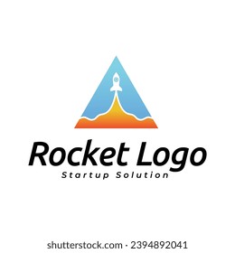 Rocket launch logo vector template. Creative rocket flight startup fly launch vector logo design