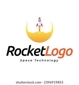 Rocket launch logo vector template. Creative rocket flight startup fly launch vector logo design