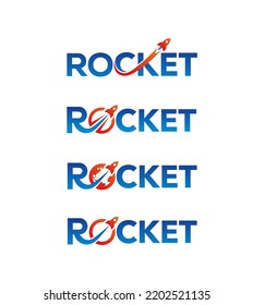 Rocket launch logo, Rocket word mark logo design, creative vector design