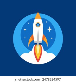 Rocket launch modern logo and illustration art
