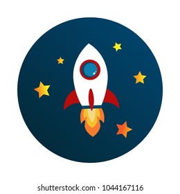 Rocket launch. New project start up concept in flat design style. Vector illustration. Startup. Stickers.
