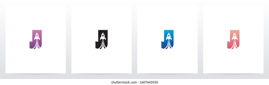 Rocket Launch On Letter Logo Design J 
