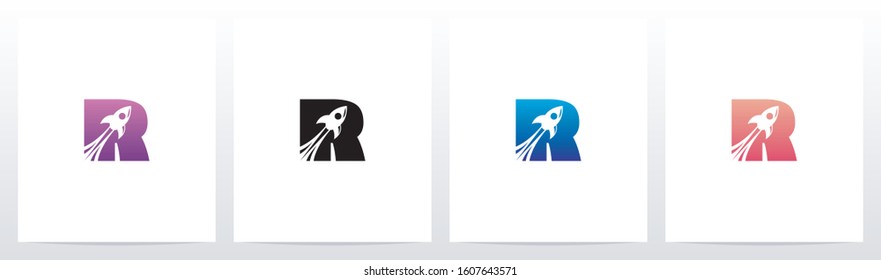 Rocket Launch On Letter Logo Design R 