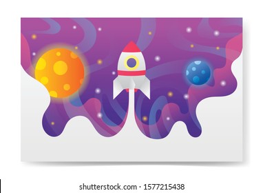 Rocket Launch to outer space  vector background illustration  