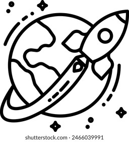 Rocket launch outline icon vector illustration