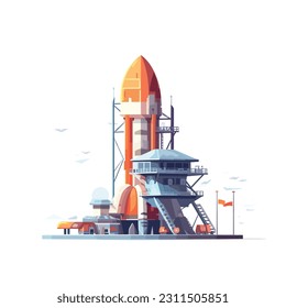 Rocket launch pad vector isolated 