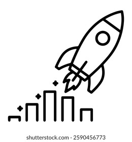 Rocket Launch Progress Symbol Representing Innovation, Space Exploration, and Technology