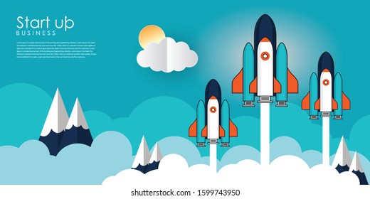 Rocket launch. Project start up and development process. Innovation product,creative idea.