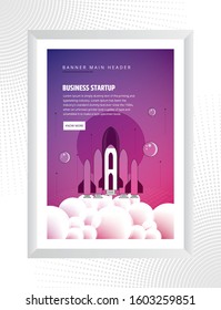 Rocket launch. Project start up and development poster design