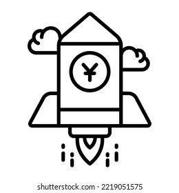 Rocket launch, Project start up, rocket ship, Premium quality vector illustration concept. line icon symbol.
