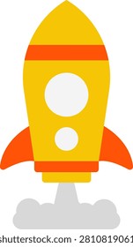 Rocket Launch Propulsion Icon. A rocket launching icon representing propulsion and thrust physics concepts. Perfect for aerospace education, space science materials, and mechanics theory presentations.