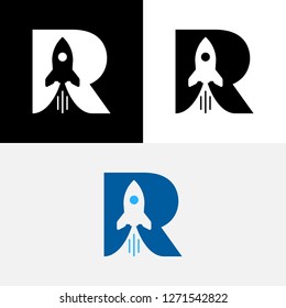 Rocket Launch R Letter Abstract Simple Modern Boost Icon Logo