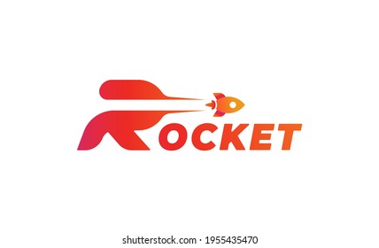 Rocket Launch R Type logo Vector design illustration