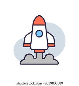 Rocket launch RBG color icon. Startup thin line vector illustration.