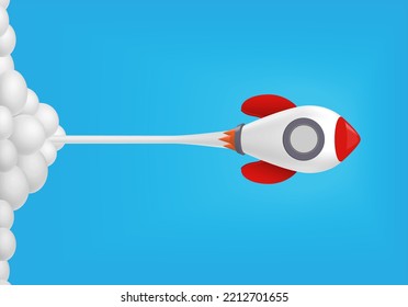 Rocket launch rising going up. Business startup, career development, target success, growth and boost, Investment goal, opportunity challenge, strategy planning, achievement concept.