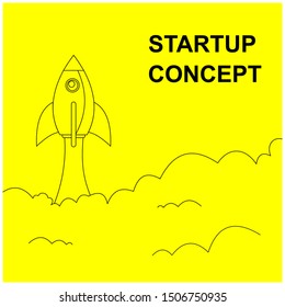 Rocket launch, send. startup business concept
