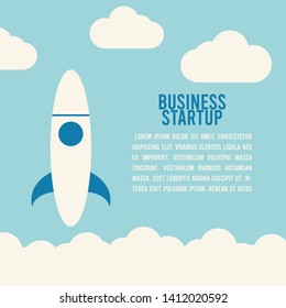 Rocket launch, ship business start up concept EPS Vector