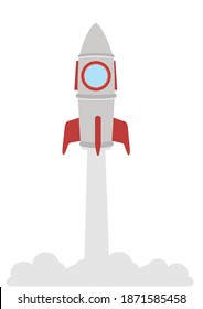 Rocket launch ship. Concept of business product on a market. Flat vector illustration 