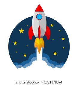 Rocket launch, ship. Icon Illustration concept of business product on a market isolated on white background. Vector EPS 10