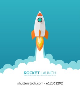 Rocket launch, ship. Vector illustration concept of business. 