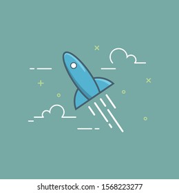 Rocket launch, ship.vector illustration concept of business