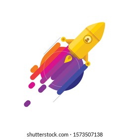 Rocket launch, ship.vector illustration concept of business