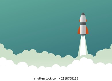 Rocket launch, ship.vector illustration concept of business. Startup concept. Project development.