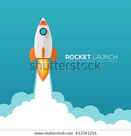 Rocket launch, ship.vector illustration concept of business. 