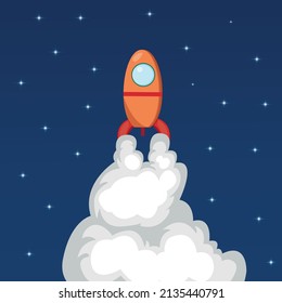 Rocket launch, ship.vector, illustrative business product on the market.