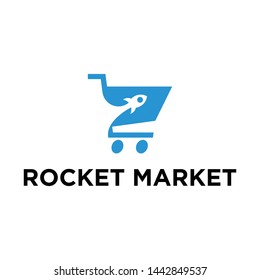 Rocket launch with shopping cart logo