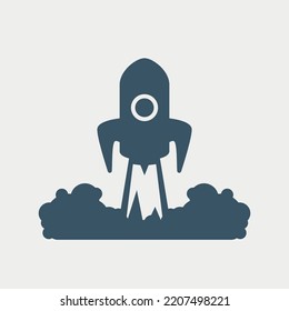 lanzamiento de cohetes icono de silueta simple en blanco
