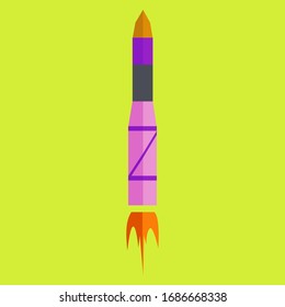 Rocket launch to the sky. Vector illustration. Flat design style.
