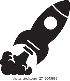 Rocket launch with smoke, startup growth speed, new project progress and business acceleration.