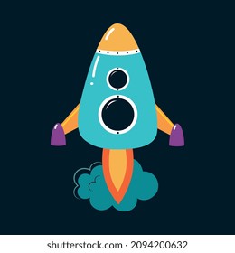 Rocket Launch as Space Adventure for Exploring Galaxy Vector Illustration