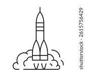 rocket launch space exploration line icon vector. rocket launch space exploration sign. isolated contour symbol black illustration
