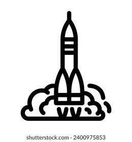 rocket launch space exploration line icon vector. rocket launch space exploration sign. isolated contour symbol black illustration