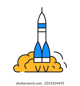 rocket launch space exploration line icon vector. rocket launch space exploration sign. isolated symbol illustration