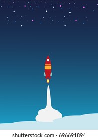 Rocket launch. Space ship. Vector illustration concept of business launch. The concept of success