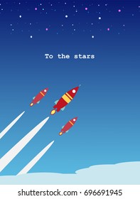 Rocket launch. Space ship. Vector illustration concept of business launch. The concept of success